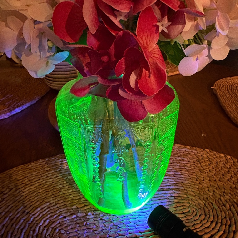 Vintage Green Uranium Glass Vase